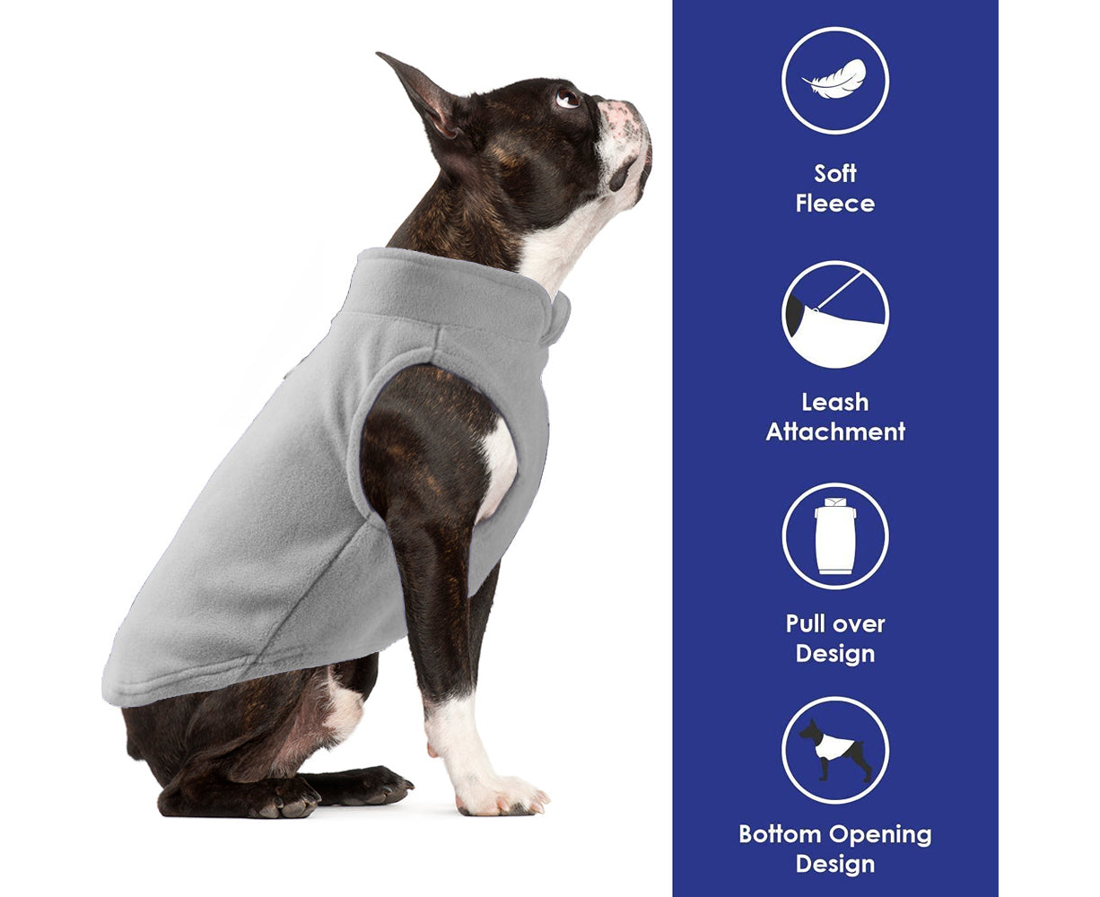 Warm Pullover Fleece Dog Jacket with O-Ring Leash - Winter Small Dog Sweater Coat - Cold Weather Dog Clothes