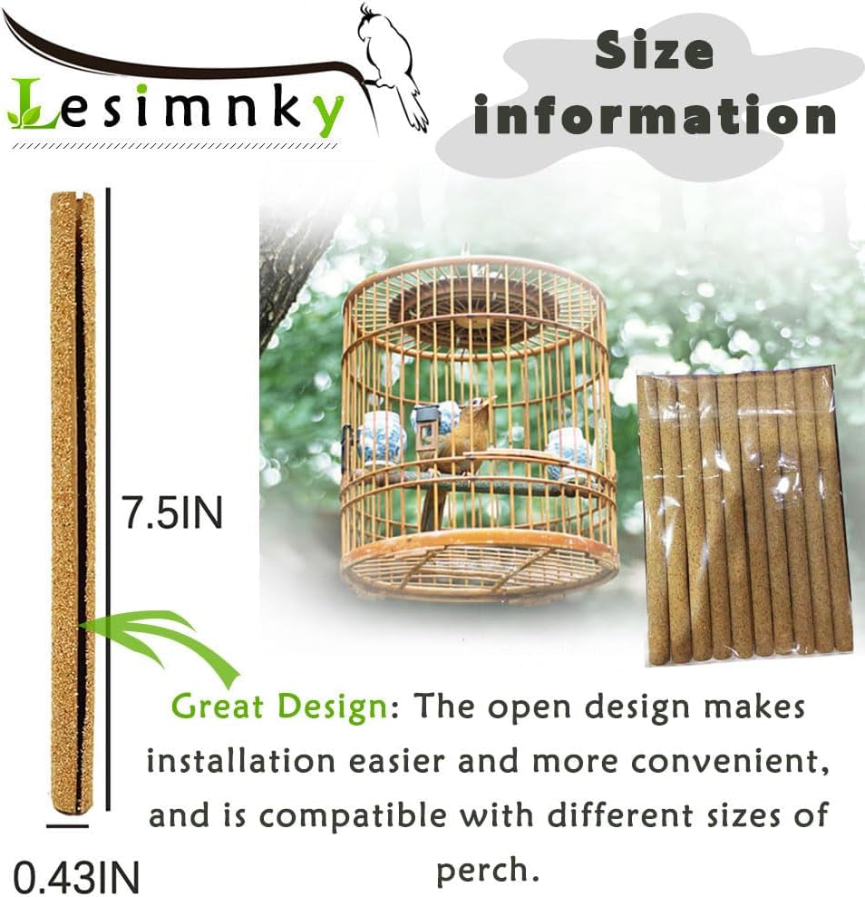 30PCS Birds Perch Covers, Sand Perch for Bird Cage Platform Accessories Bird Perch Covers Sandpaper Sand Perch Covers for Parakeets Canaries Finches & Small Birds, Yellow