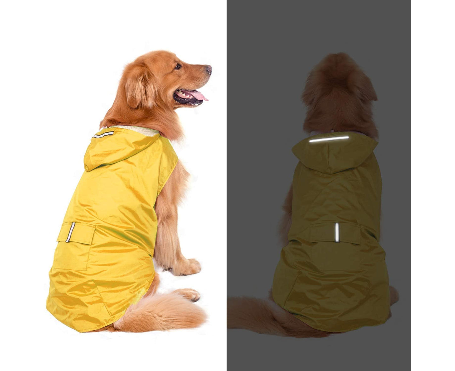 Dog Raincoat Waterproof Dog Coat Large Lined Ultralight Breathable Dog Jacket Reflective Stripes Rain Jacket Dogs with Hood 3XL-6XL