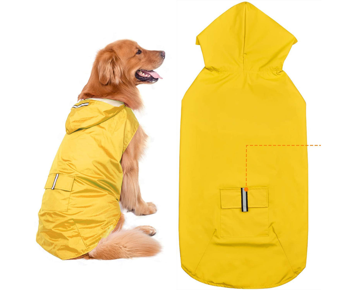 Dog Raincoat Waterproof Dog Coat Large Lined Ultralight Breathable Dog Jacket Reflective Stripes Rain Jacket Dogs with Hood 3XL-6XL