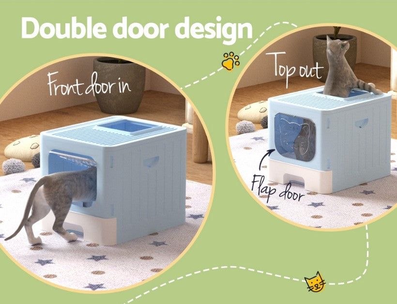 Cat Litter Box - i.Pet Large Tray Enclosed, Hooded, and Foldable Cat Litter Box