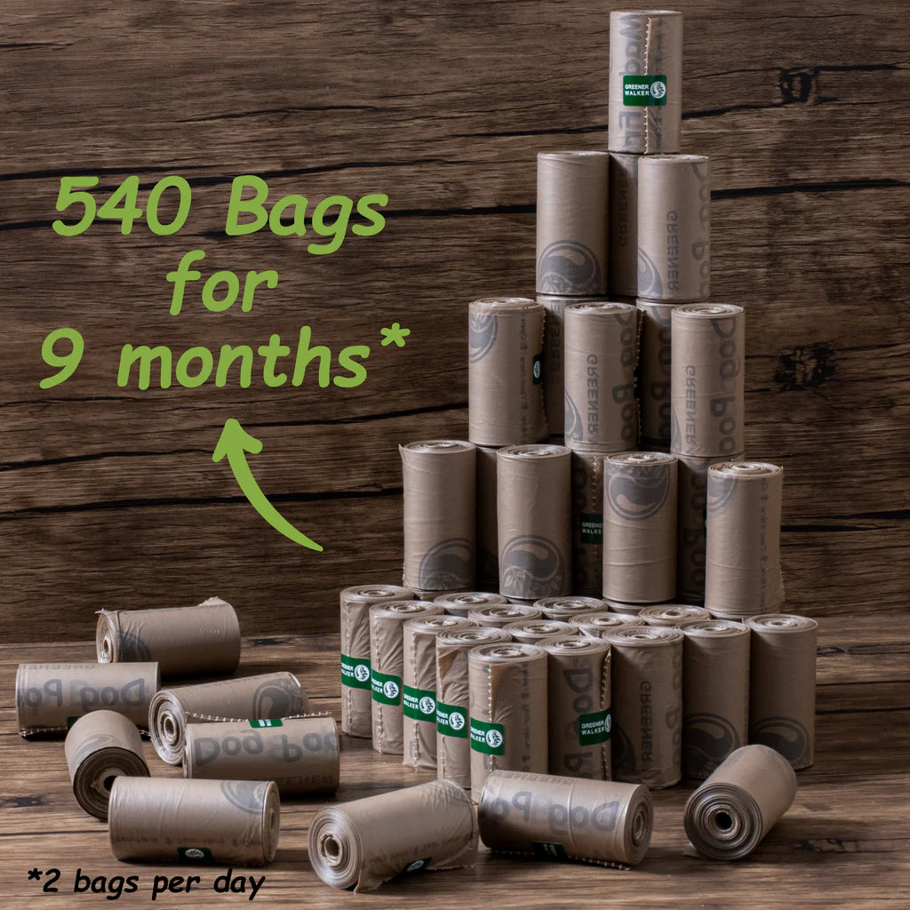 540 Poop Bags for Dog Waste, Extra Thick & Strong, 100% Leak Proof Biodegradable Dog Waste Bags (Brown)