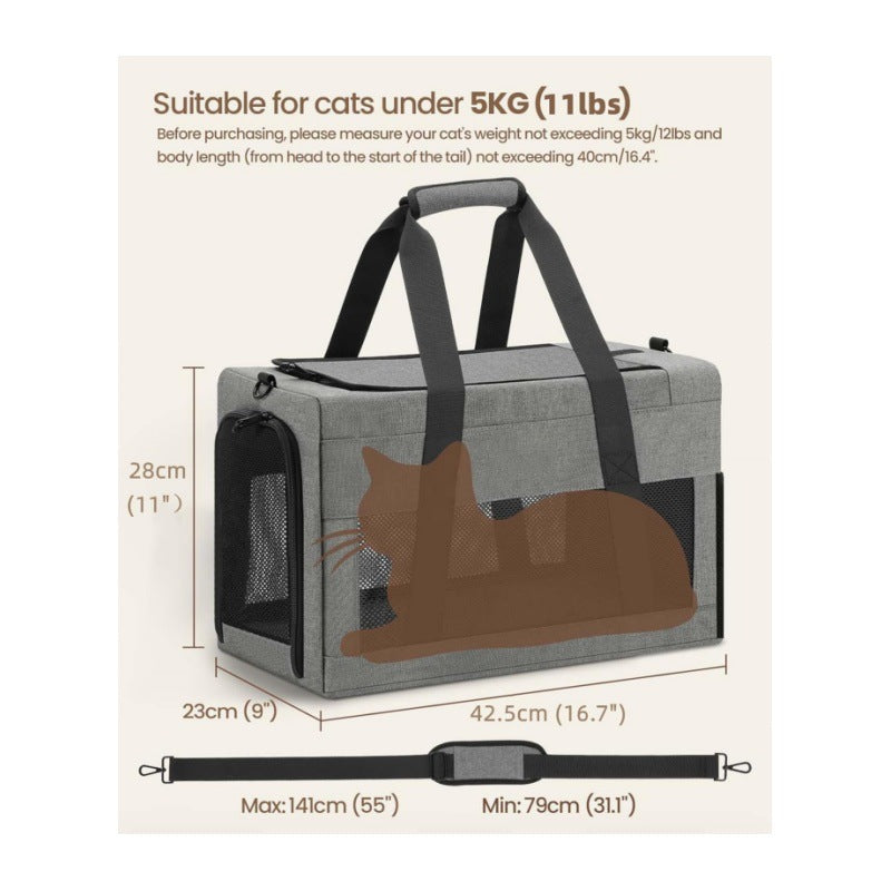 Pet Carrier for Small Cats & Dogs - Sturdy, Breathable & Collapsible Travel Bag