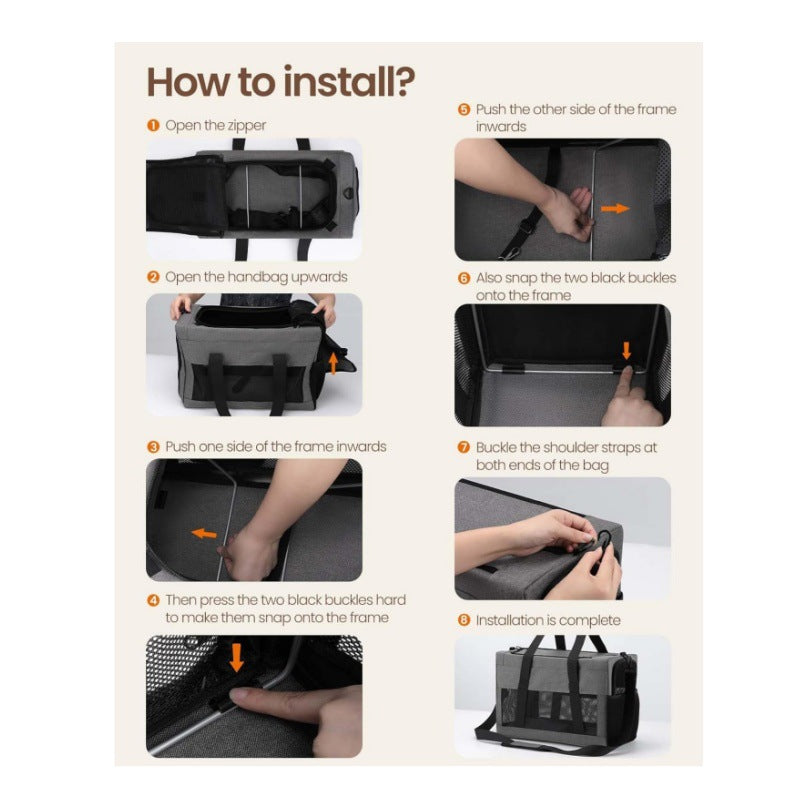Pet Carrier for Small Cats & Dogs - Sturdy, Breathable & Collapsible Travel Bag