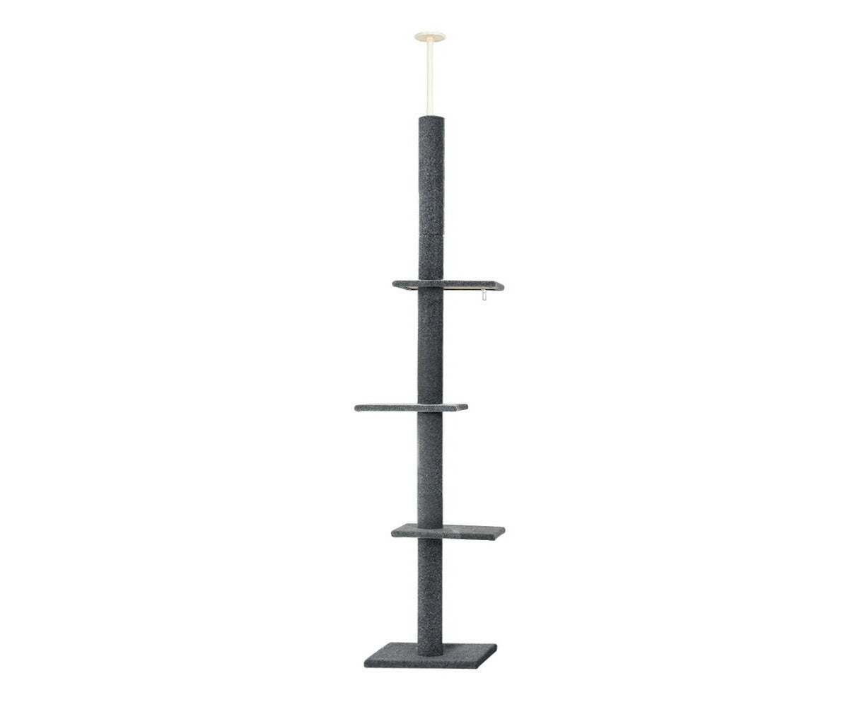 I.Pet Cat Tree 290Cm Tower Scratching Post Scratcher Floor to Ceiling Cats Bed Grey