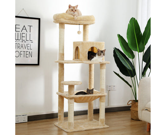 Road Cat Tree Tower Scratching Post Scratcher Wood Condo House Bed Cat Toys 143Cm