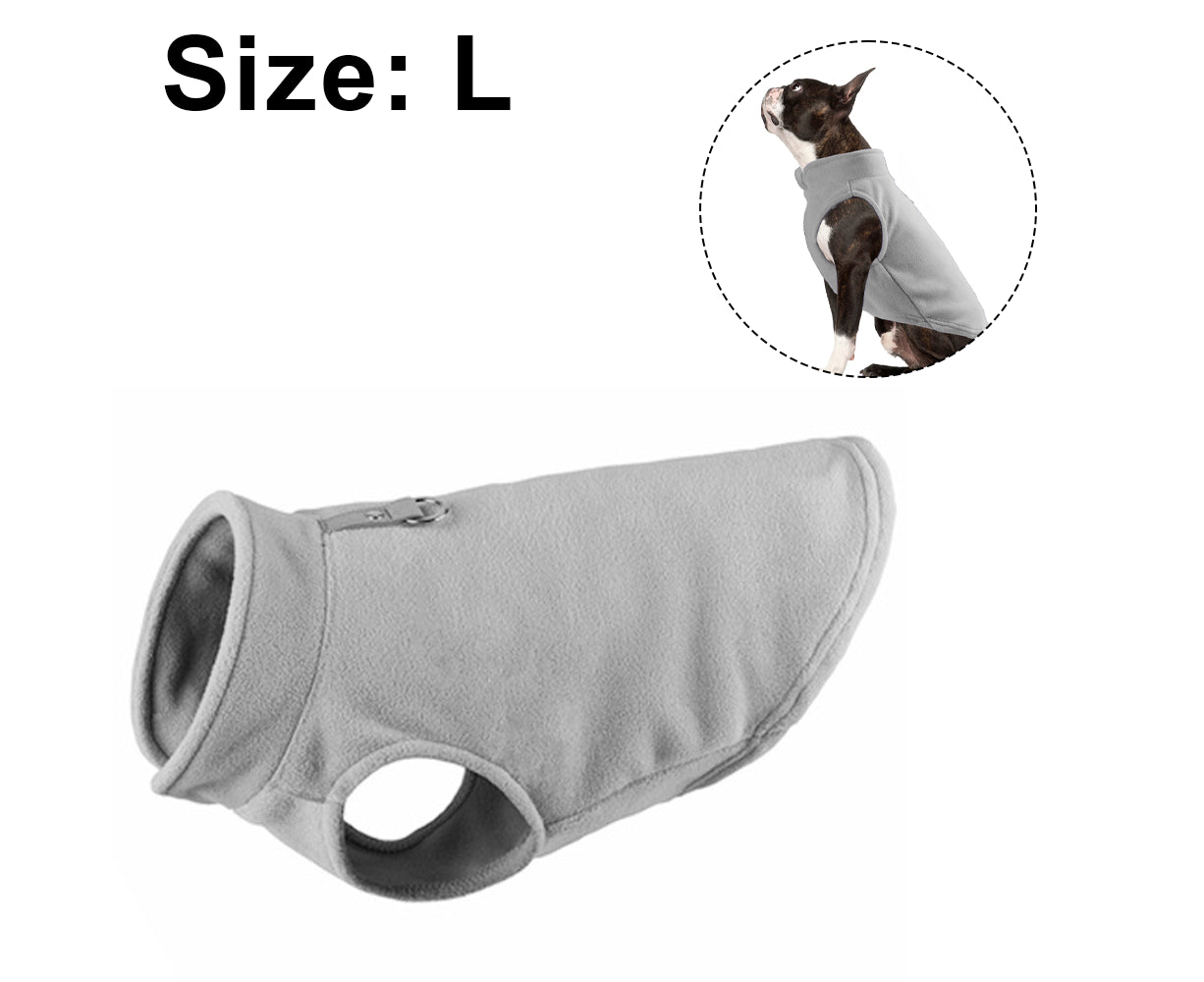 Warm Pullover Fleece Dog Jacket with O-Ring Leash - Winter Small Dog Sweater Coat - Cold Weather Dog Clothes