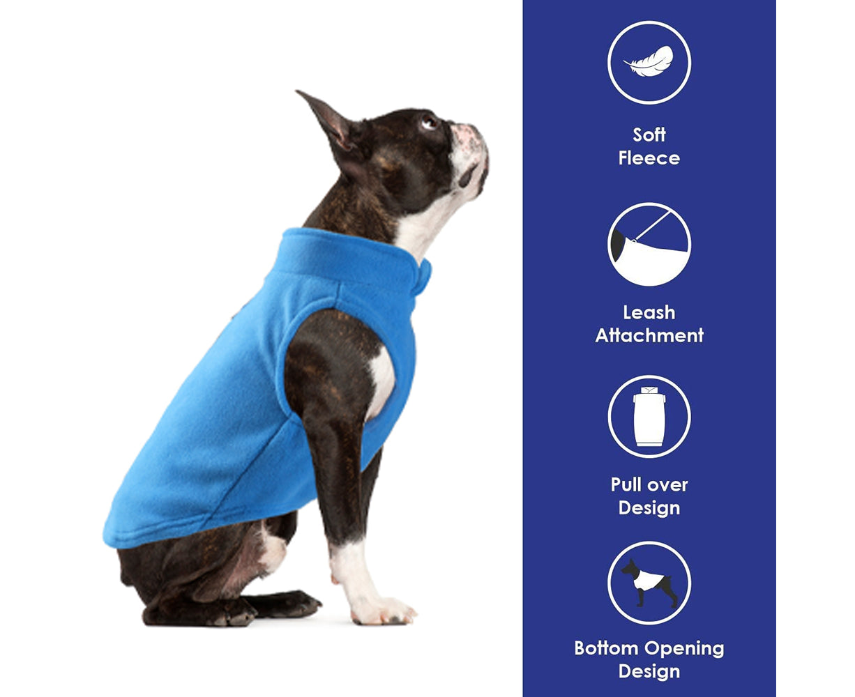 Warm Pullover Fleece Dog Jacket with O-Ring Leash - Winter Small Dog Sweater Coat - Cold Weather Dog Clothes