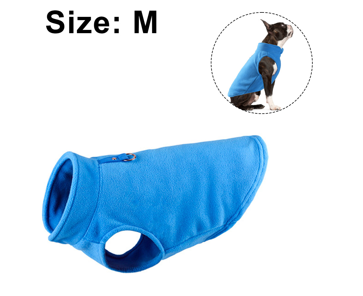 Warm Pullover Fleece Dog Jacket with O-Ring Leash - Winter Small Dog Sweater Coat - Cold Weather Dog Clothes