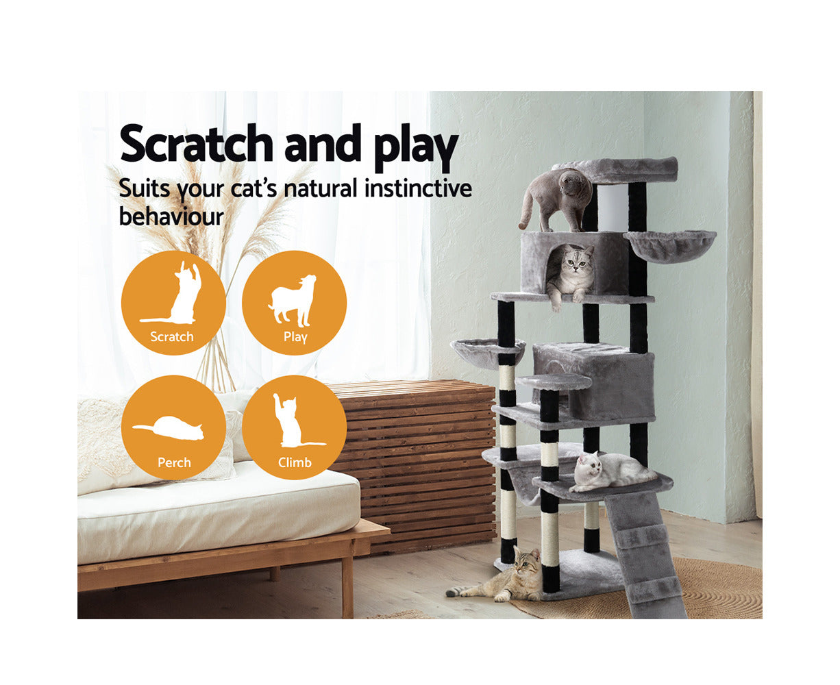 I.Pet Cat Tree 161Cm Tower Scratching Post Scratcher Wood Condo House Play Bed