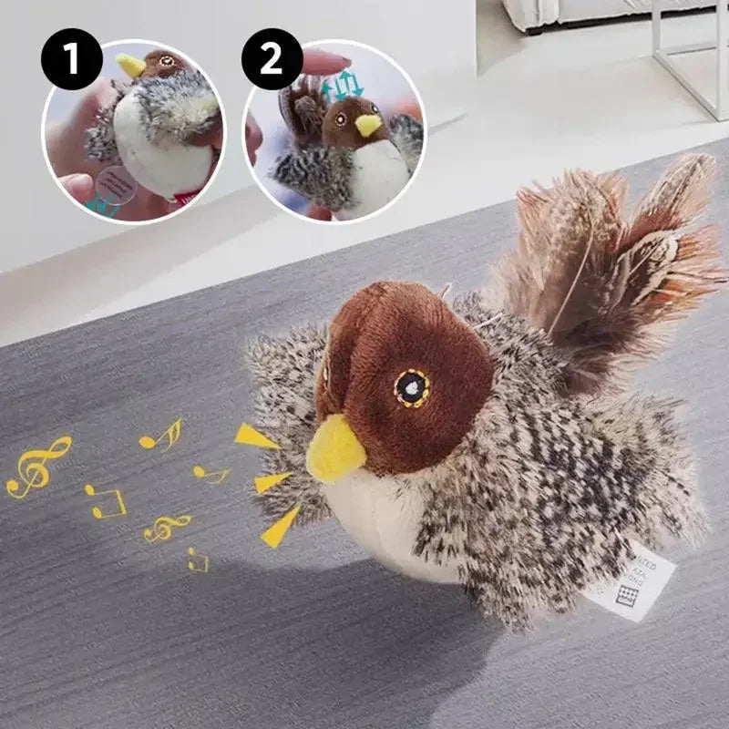 Sound Bird Toy Cat Feather Toys Cat Feather Toys Interactive Cat Toy with Sounds Sound Toys Cricket, Bird, Hedgehog, Mouse