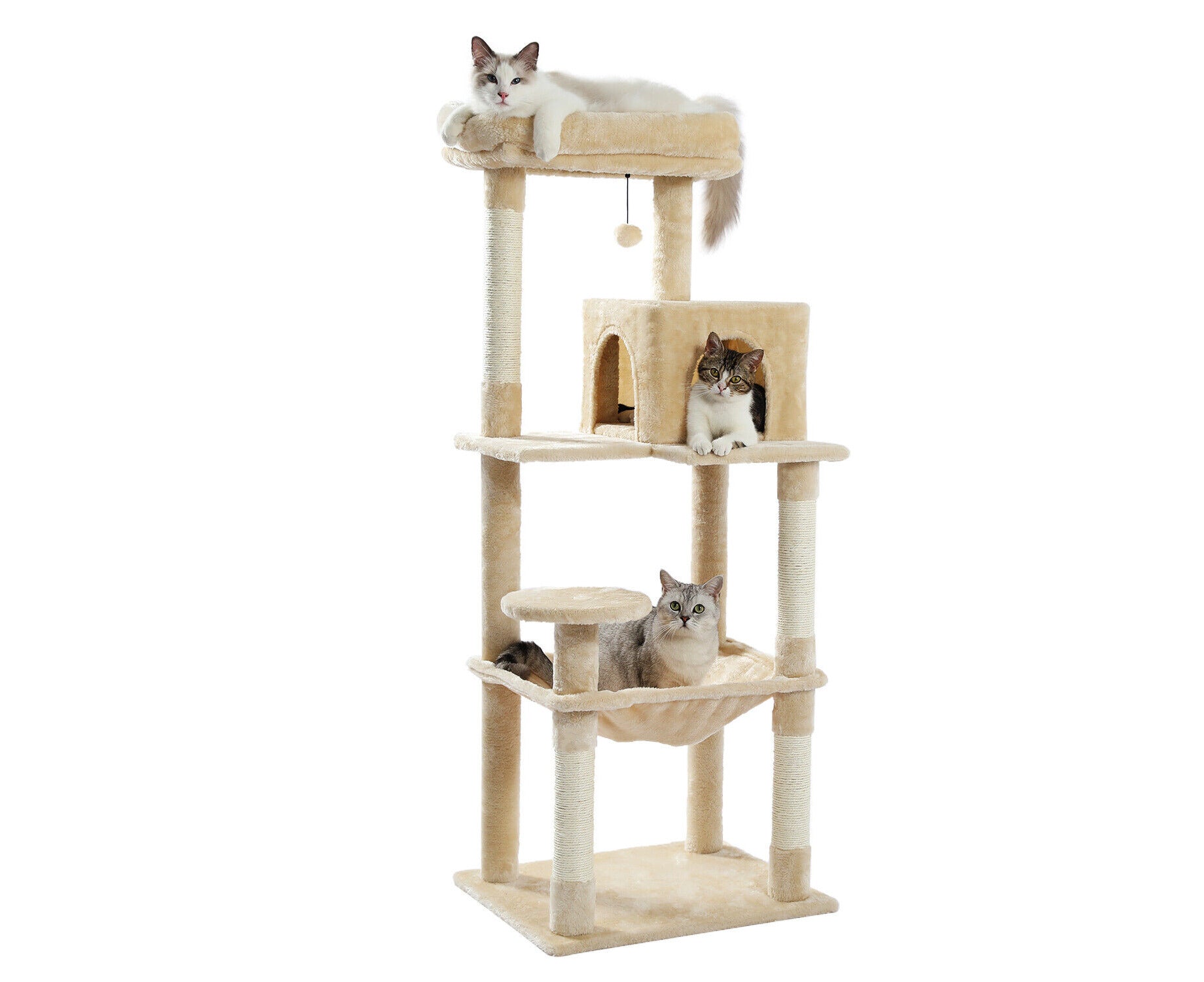 Road Cat Tree Tower Scratching Post Scratcher Wood Condo House Bed Cat Toys 143Cm