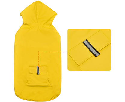 Dog Raincoat Waterproof Dog Coat Large Lined Ultralight Breathable Dog Jacket Reflective Stripes Rain Jacket Dogs with Hood 3XL-6XL