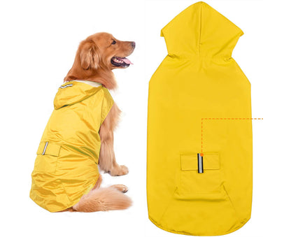 Dog Raincoat Waterproof Dog Coat Large Lined Ultralight Breathable Dog Jacket Reflective Stripes Rain Jacket Dogs with Hood 3XL-6XL