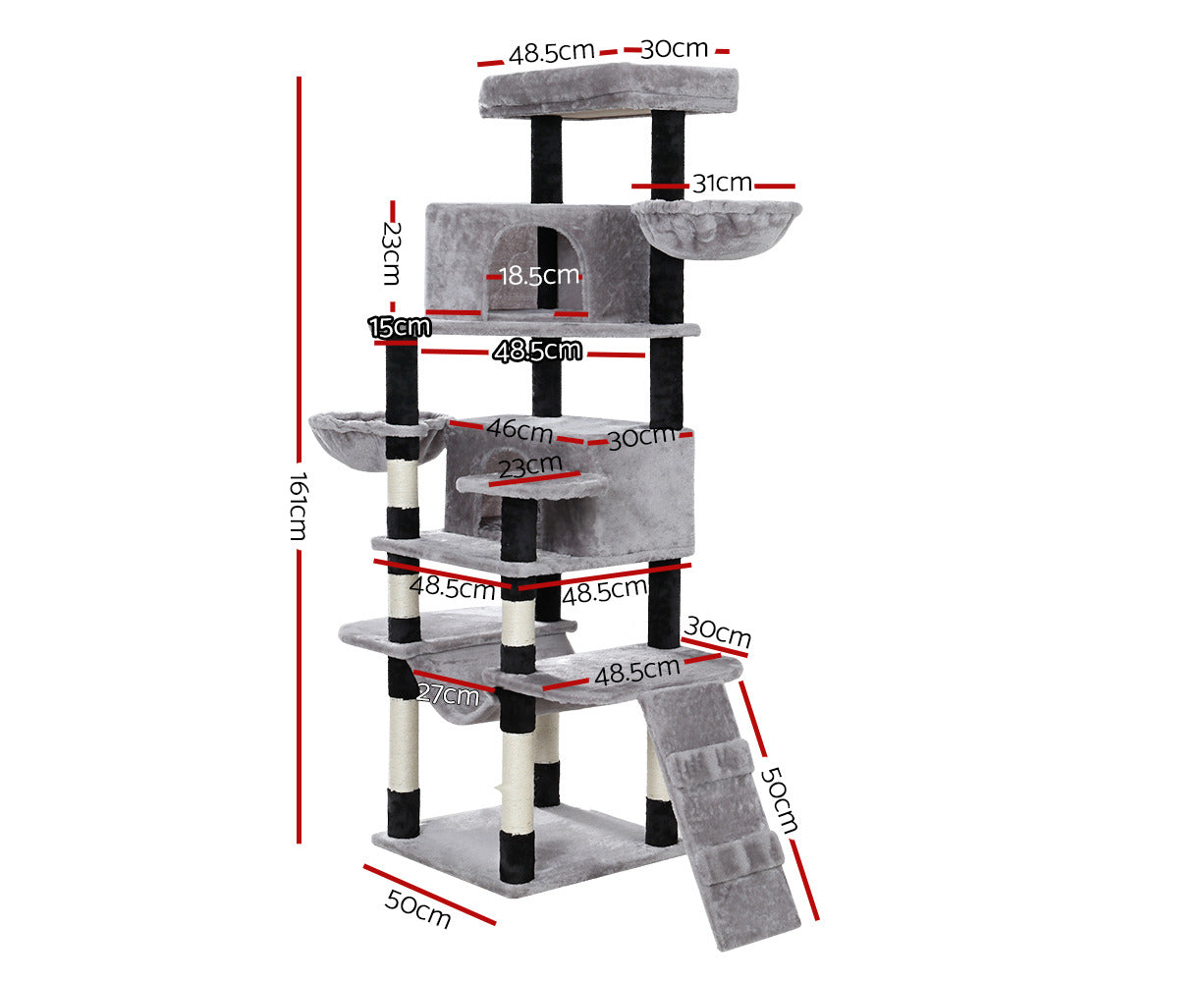 I.Pet Cat Tree 161Cm Tower Scratching Post Scratcher Wood Condo House Play Bed