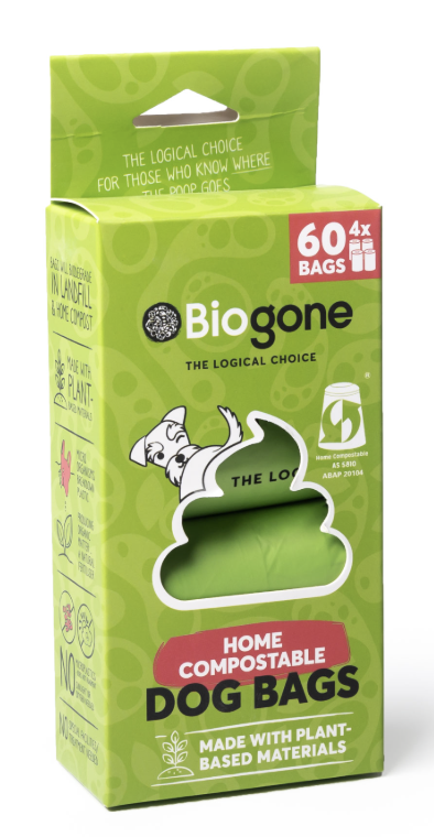 Biogone Certified Home Compostable Dog Waste Bags – 4 Pack