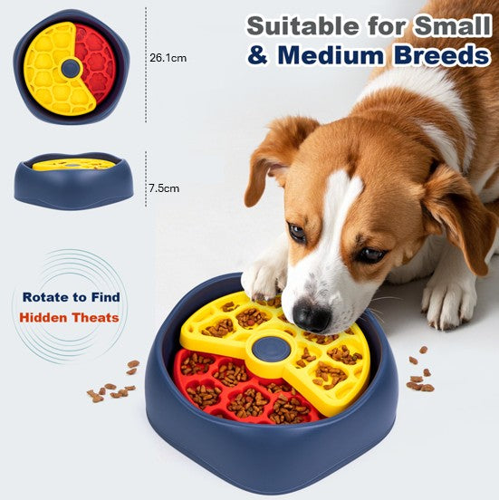 Yellow,Green and Blue Interactive Dog Puzzle Feeder Bowl - Slow Eating & Mental Stimulation Toy for Small Medium Breeds