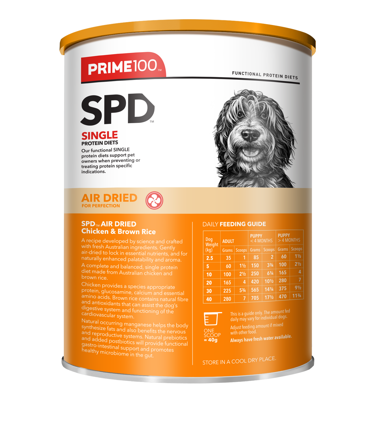 Prime100 SPD Chicken & Brown Rice Air Dried Dog Food