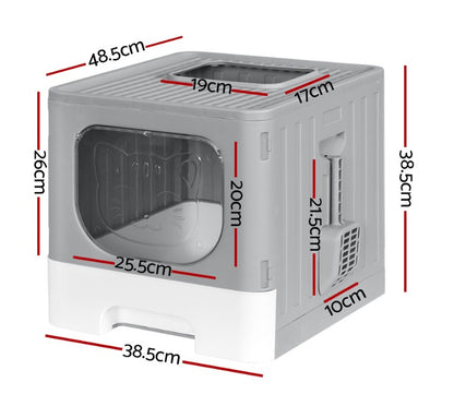 Cat Litter Box - i.Pet Large Tray Enclosed, Hooded, and Foldable Cat Litter Box