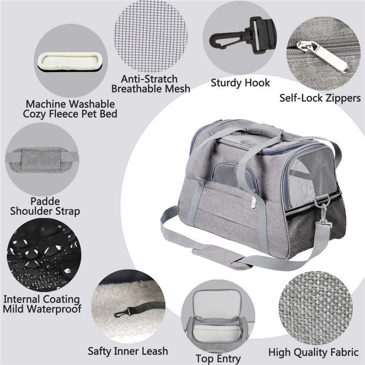 Portable Pet Bag for Small Dogs and Cats - Dark Blue