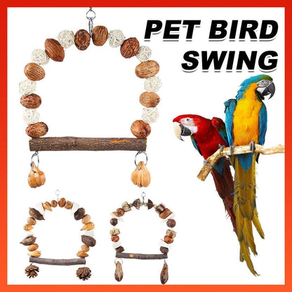 Parrot Bird Swing & Chew Toy with Pine Cones