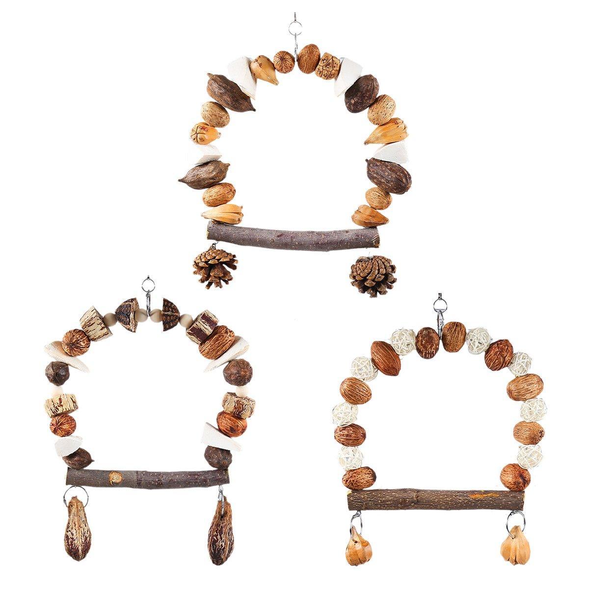 Parrot Bird Swing & Chew Toy with Pine Cones