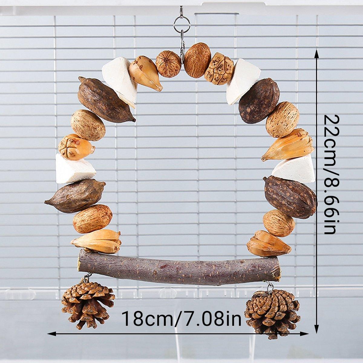 Parrot Bird Swing & Chew Toy with Pine Cones