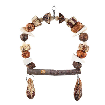 Parrot Bird Swing & Chew Toy with Pine Cones