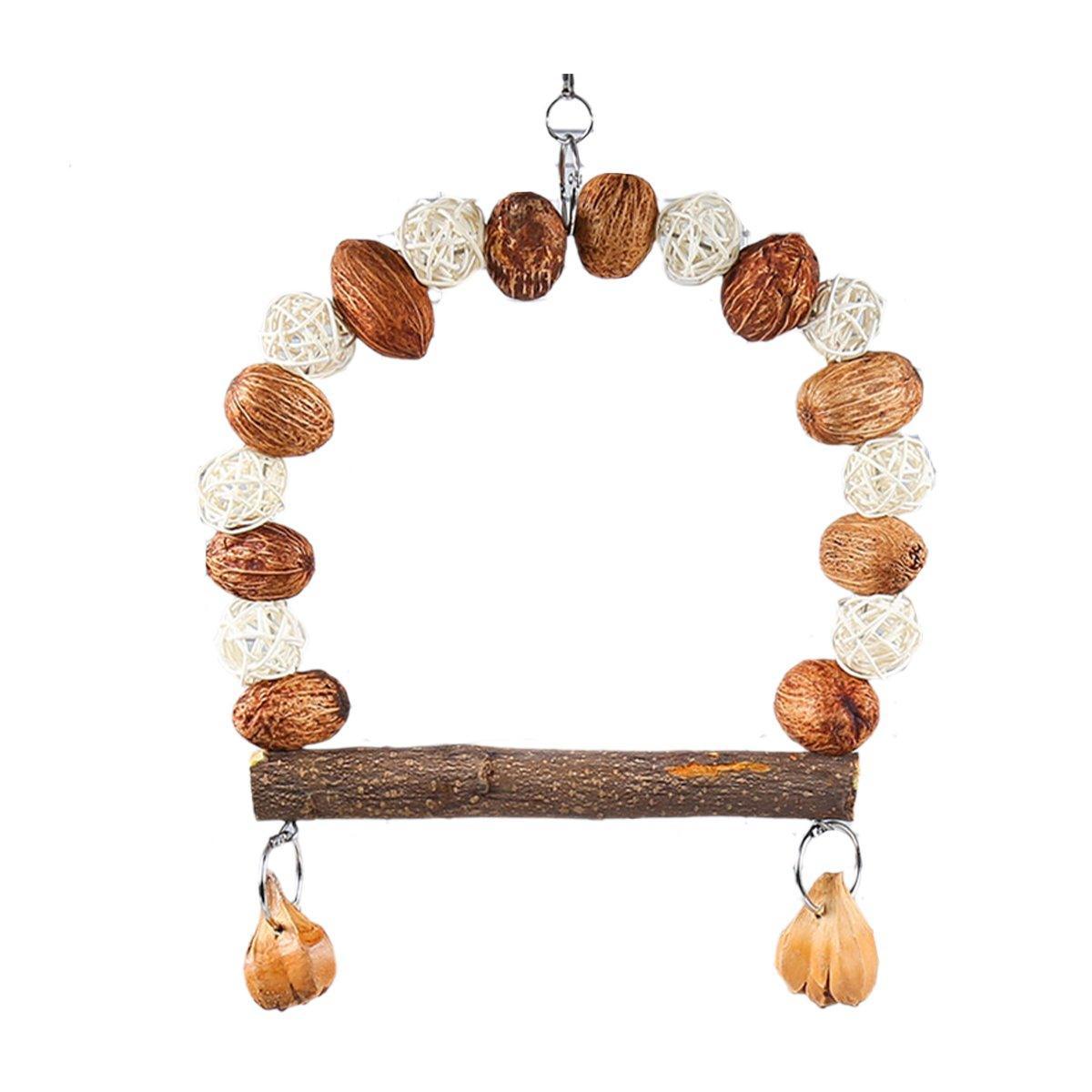 Parrot Bird Swing & Chew Toy with Pine Cones