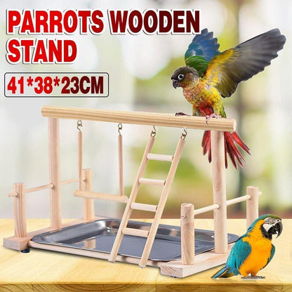 Parrots Wooden Stand Bird Play Activity Centre
