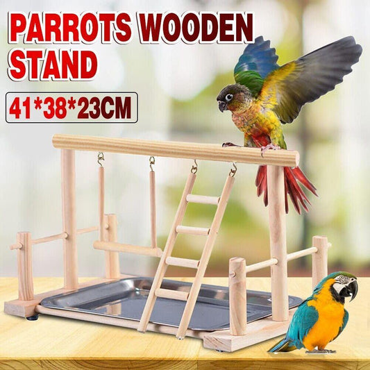 Parrots Wooden Stand Bird Play Activity Centre