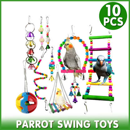 10pcs Toy Set for Cockatiels, Budgies & Parrots