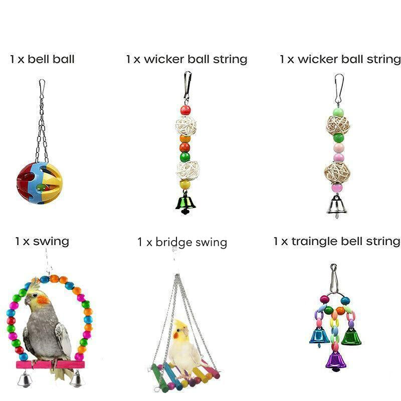 10pcs Toy Set for Cockatiels, Budgies & Parrots