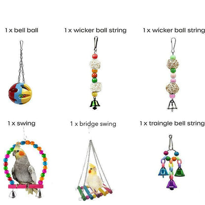 10pcs Toy Set for Cockatiels, Budgies & Parrots