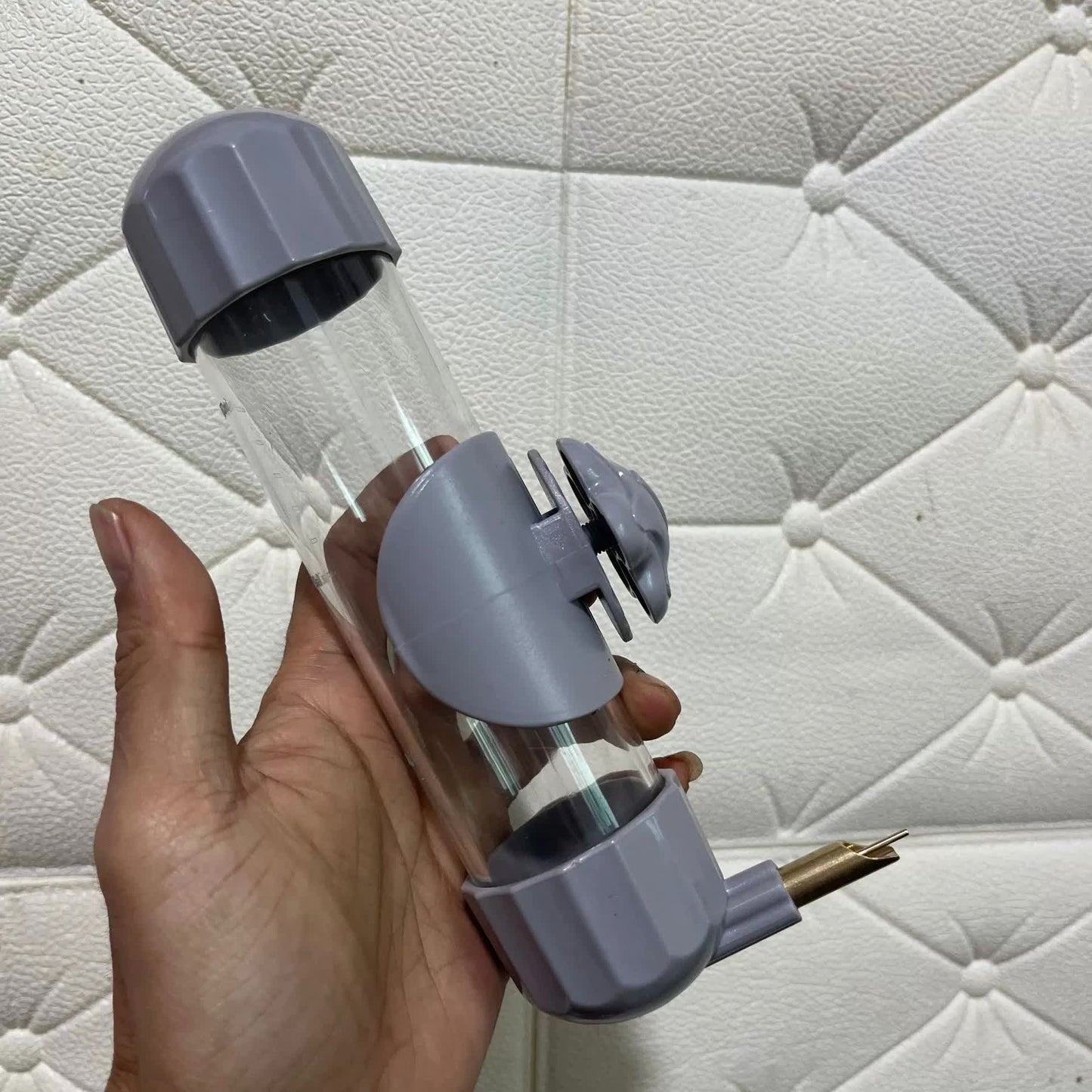 GREY Automatic Bird Water Feeder Bottle (200ml) - Leakproof No-Drip Dispenser