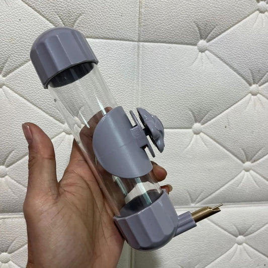 GREY Automatic Bird Water Feeder Bottle (200ml) - Leakproof No-Drip Dispenser