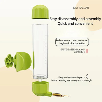 GREEN Automatic Bird Water Feeder Bottle (200ml) - Leakproof No-Drip Dispenser