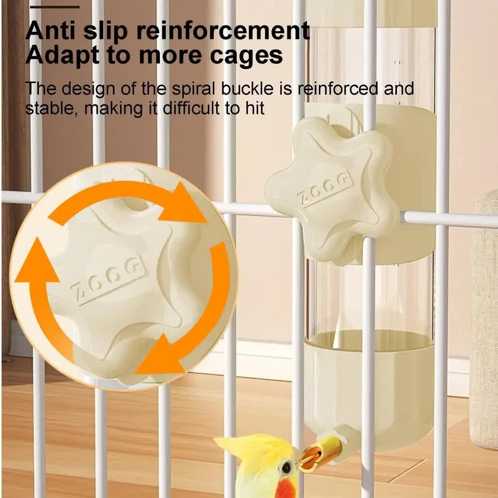 GREY Automatic Bird Water Feeder Bottle (200ml) - Leakproof No-Drip Dispenser